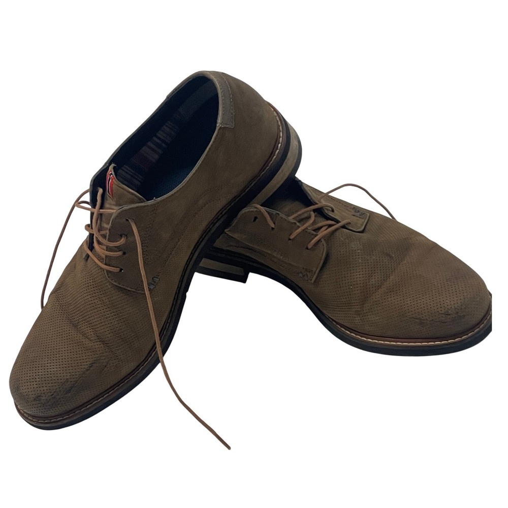 Mens‎ Brown Suede Perforated Oxford Dress Shoes Lace Up Size 9.5 Medium